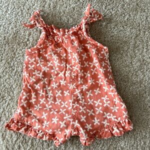Coral floral romper